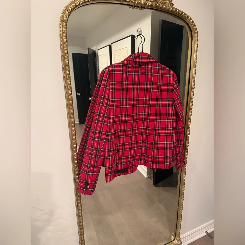 J. Crew Vibrant Red Plaid Jacket - Picture 3 of 3